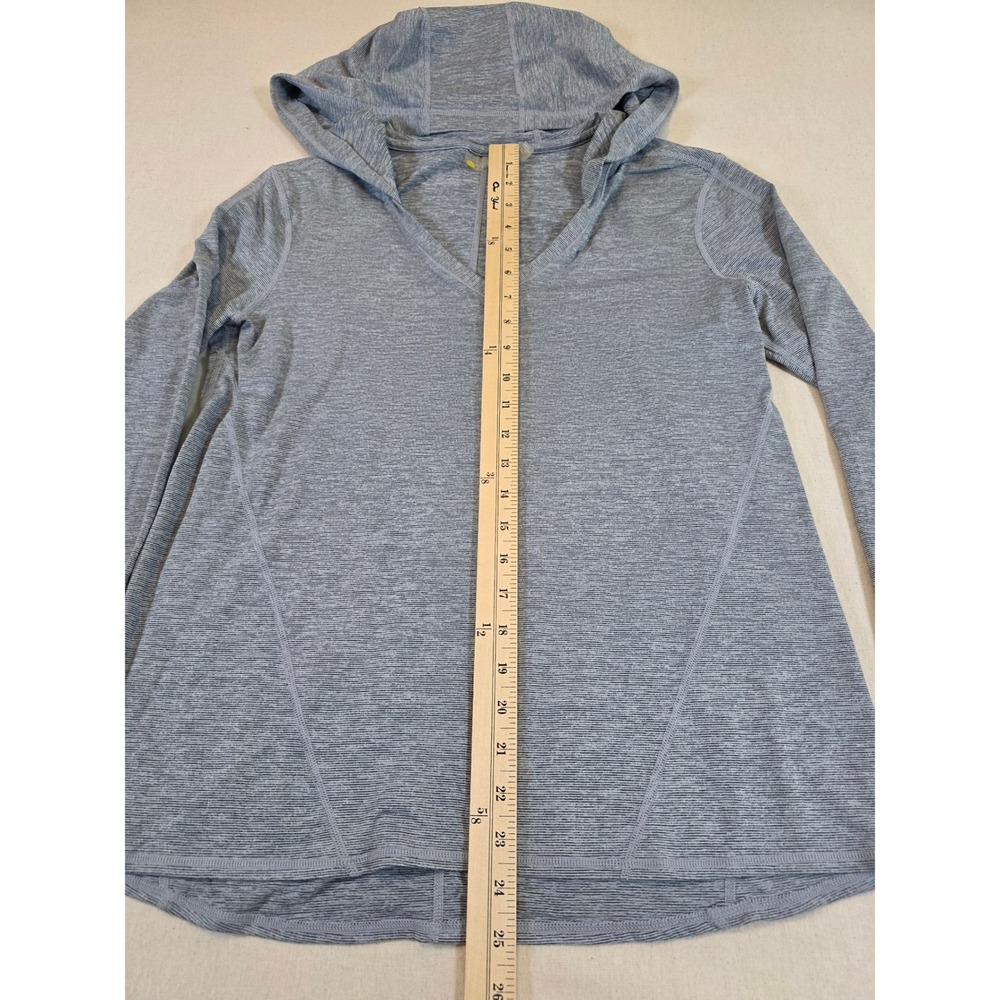 Zella Pullover Women M Gray Space Dye V-Neck Hoodie Activewear Long Sleeve Gym - Picture 4 of 8